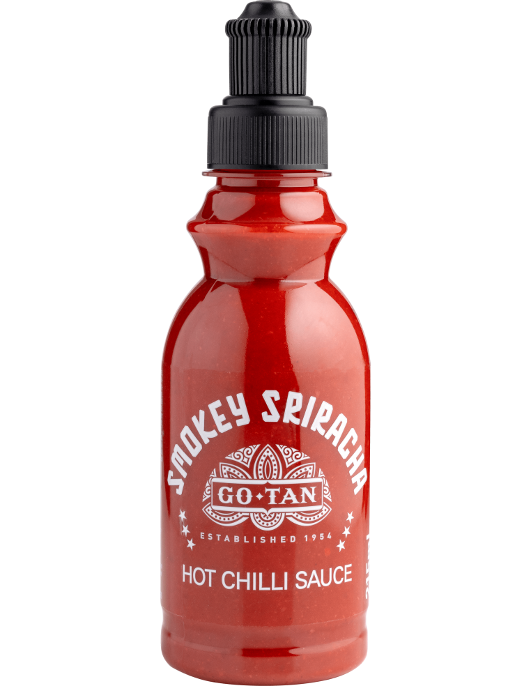 Go-tan Smokey Sriracha Čili Mērce Ar Kupinājuma Aromātu 215ml